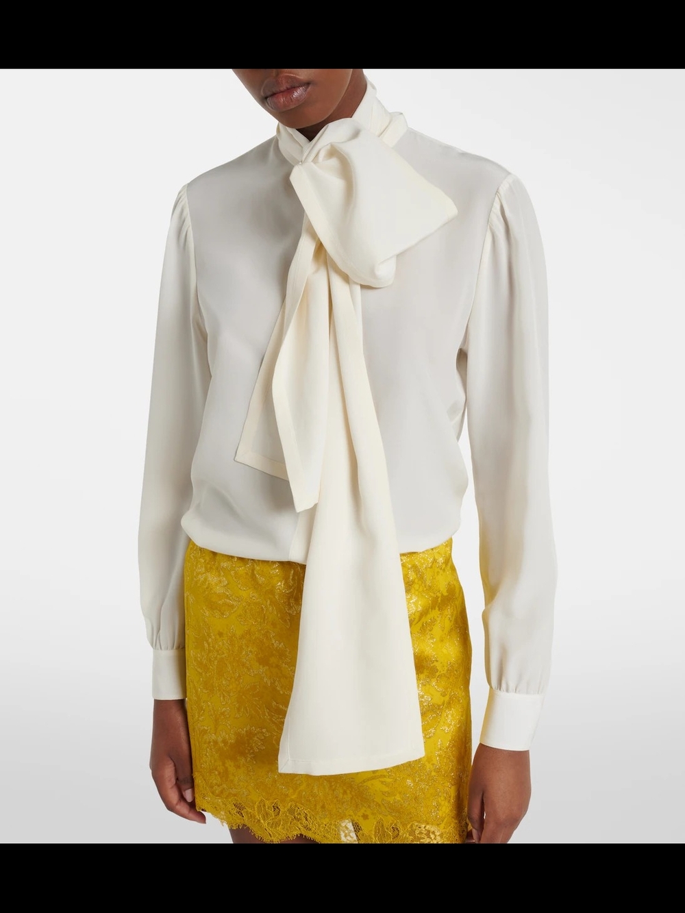 Saint Laurent Crepe De Chine Tie Neck Blouse NWT NEW SEASON